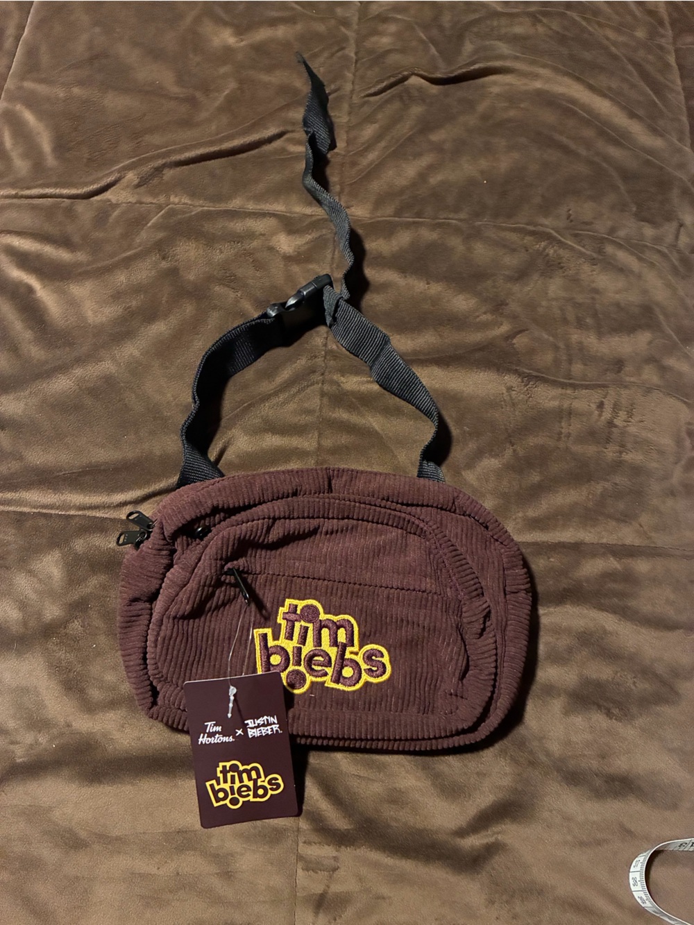 Tim Hortons 'Tim Biebs' Brown Corduroy Waist Bag, Justin Bieber, new with tags